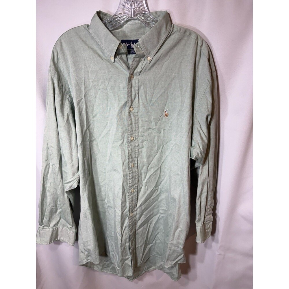Ralph Lauren Shirt Men's Size XL Green Button Down Micro Check Long Sleeve Logo